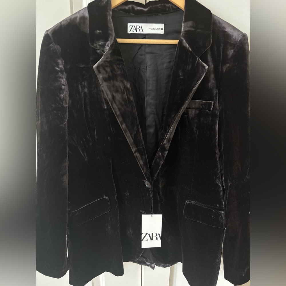 NWT Zara Oversized Velvet Blazer - Picture 2 of 9
